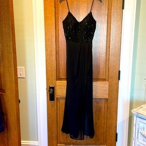 Adrianna Papell embellished high slit black dress
